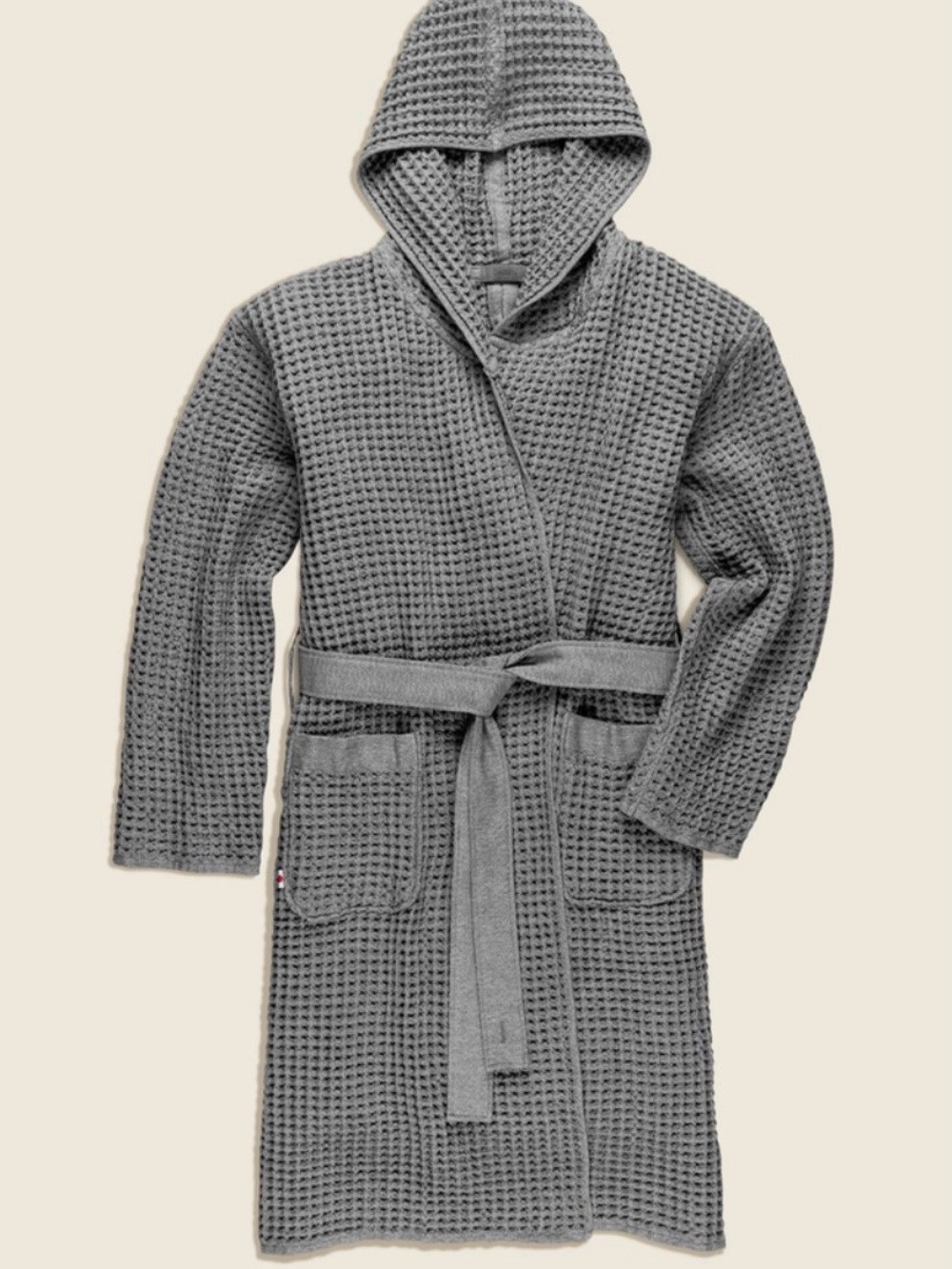 ONSEN Supima cotton Women’s Hooded Waffle-Knit Robe in Gray